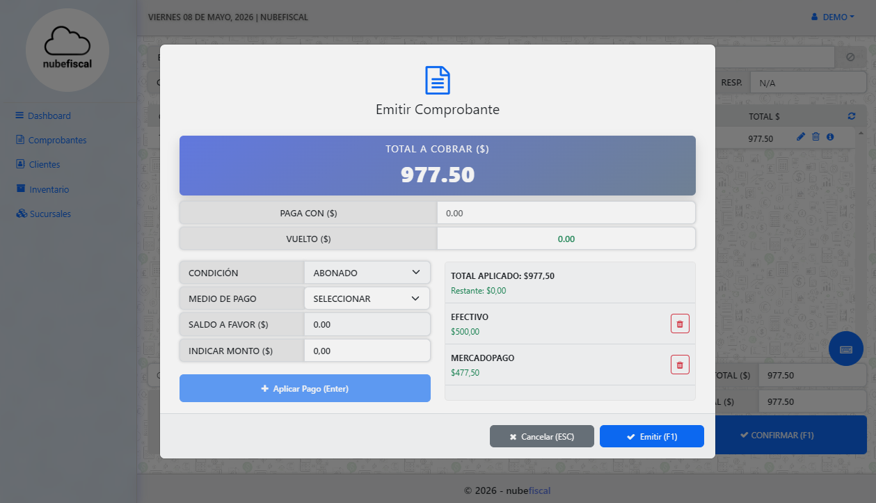 Vista Medios de Pago